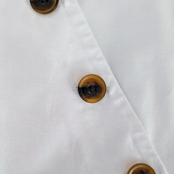 ANN TAYLOR Women's Cap Sleeves Cotton Linen Blend Dress  Size 2  White Tan  NWOT - Picture 4 of 6